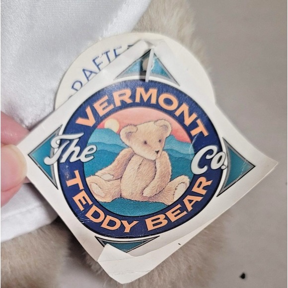 Vintage Vermont Teddy Bear Co Plush White Gown Purple Hat Medium USA 1993 - Picture 2 of 14